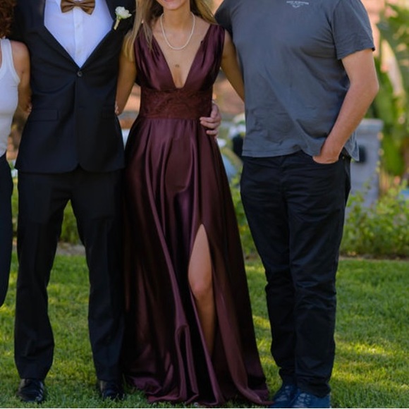 satin chocolate brown prom dress - Picture 3 of 3